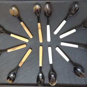 Cuillères en corne de buffle manche en laque - set de 6