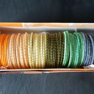 Bangles Bollywood en verre et strass, par set de 6
