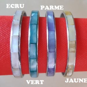 Bracelet cloisonné métal et nacre de couleur