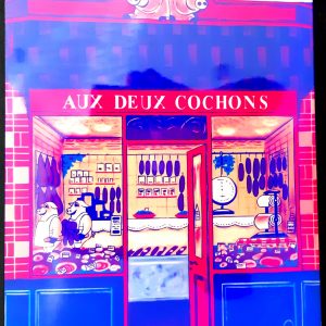 Vieille affiche en bois laqué