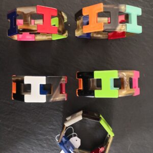 Bracelet H corne laquée multicolore