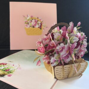 Carte Pop up Panier de Fleurs