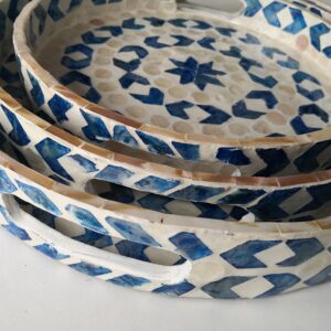 Plateau inscrusté de nacre motifs géométriques