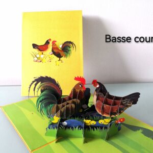 Carte pop up 3 D basse cour