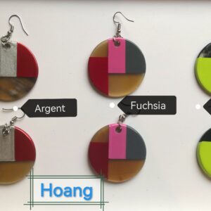 Boucles d'oreille en corne de buffle laquée Hoang