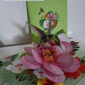 Carte pop up 3D Colibri butinant